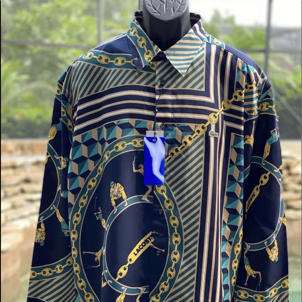 LACOSTE LIVE RELAXED FIT SCARF‎ PRINT SHIRT CH3781